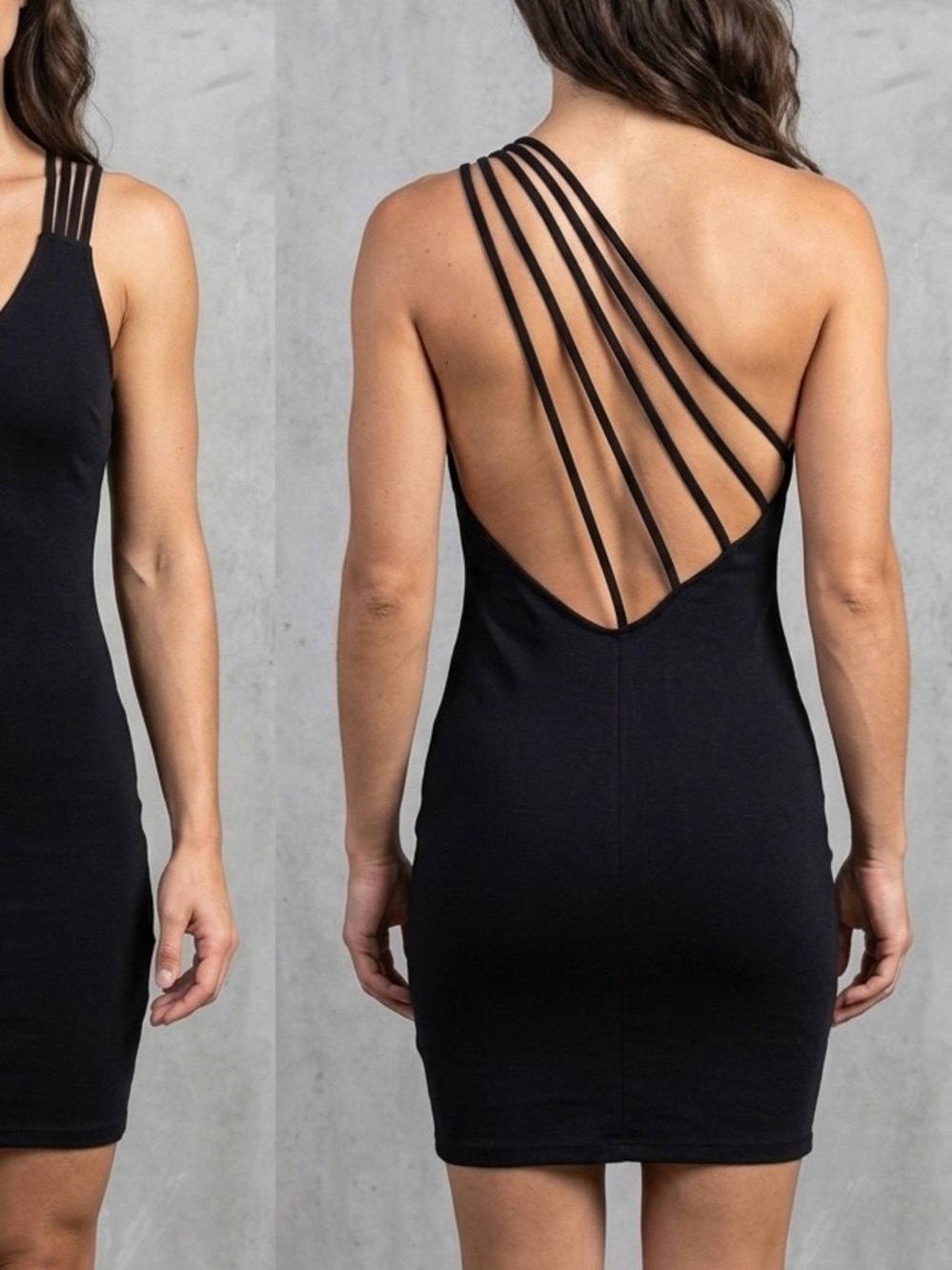 Windsor Black Backless Bodycon Dress with Multi-Strap Detail